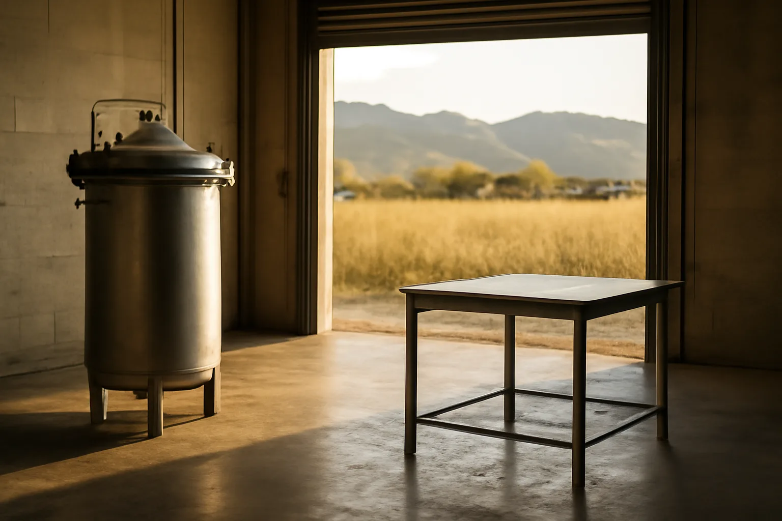 Closed pet cremation retort in a Colorado industrial bay