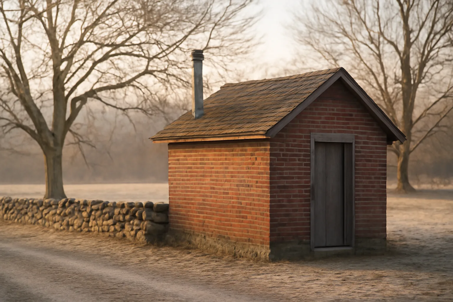 Pet cremation retort building on a frosty Connecticut morning